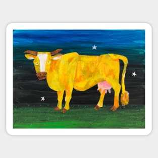 Cow on Yellow Sticker